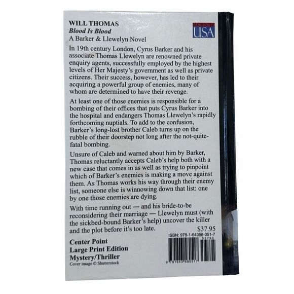BLOOD IS BLOOD by WILL THOMAS (2018, Hardcover, LARGE PRINT) - Picture 3 of 8